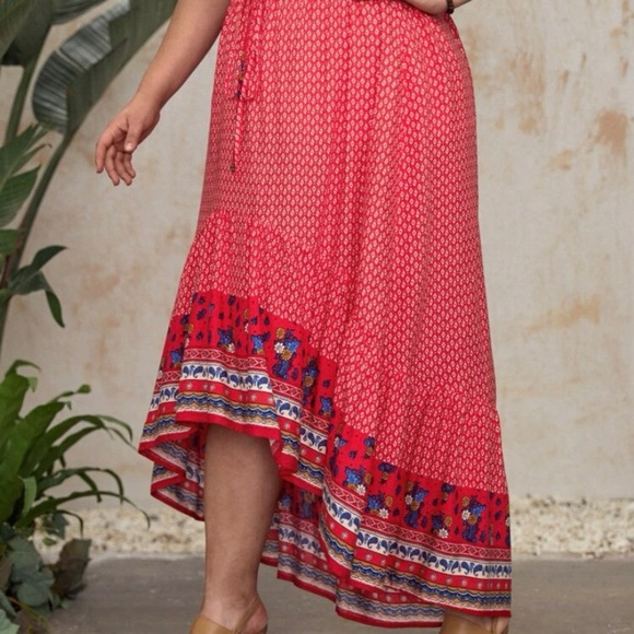 Emery Rose | Skirts | Plus Floral Print High Low Skirt